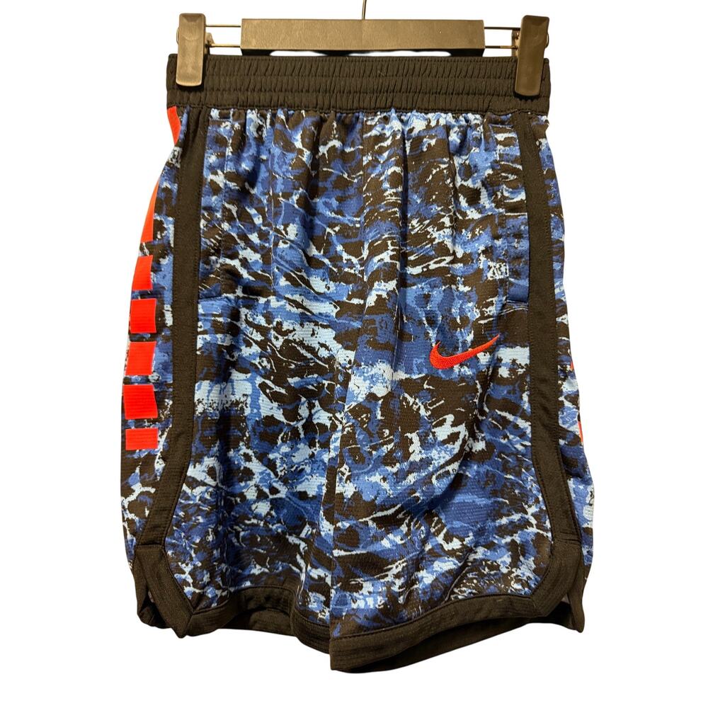 Boys Nike Dri Fit Sports Shorts Blue pattern red accent Size Medium